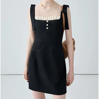 Французское платье-комбинация женское лето 2023 новый стиль тонкий темперамент тренд короткой юбки в стиле Хепберн