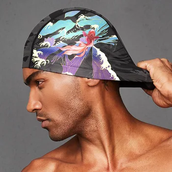 Шапочки для плавания для мужчин, водонепроницаемая защита ушей для взрослых, прочная удобная дорожная шапочка для дайвинга