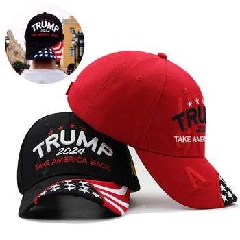 Шляпа с вышивкой Дональда Трампа 2024 Снова Великий Президент, Флаг США, Бейсбольные кепки для занятий спортом на открытом воздухе, шляпа